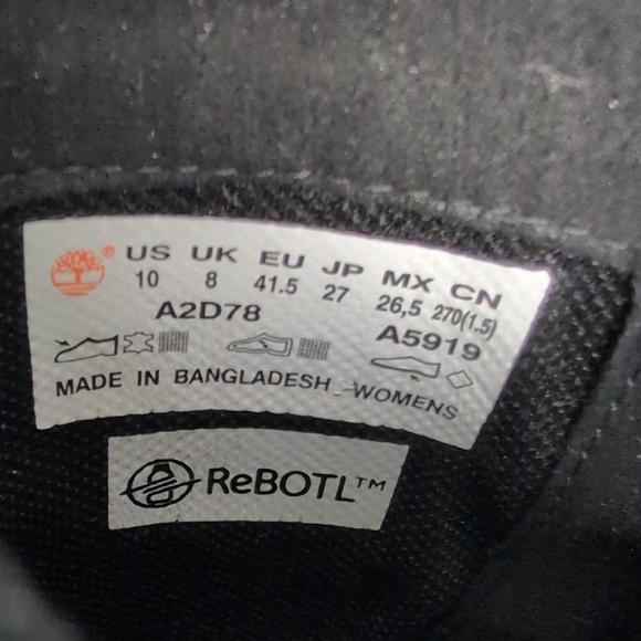 Timberland Women's Black Leather Combat Boots - Picture 9 of 15